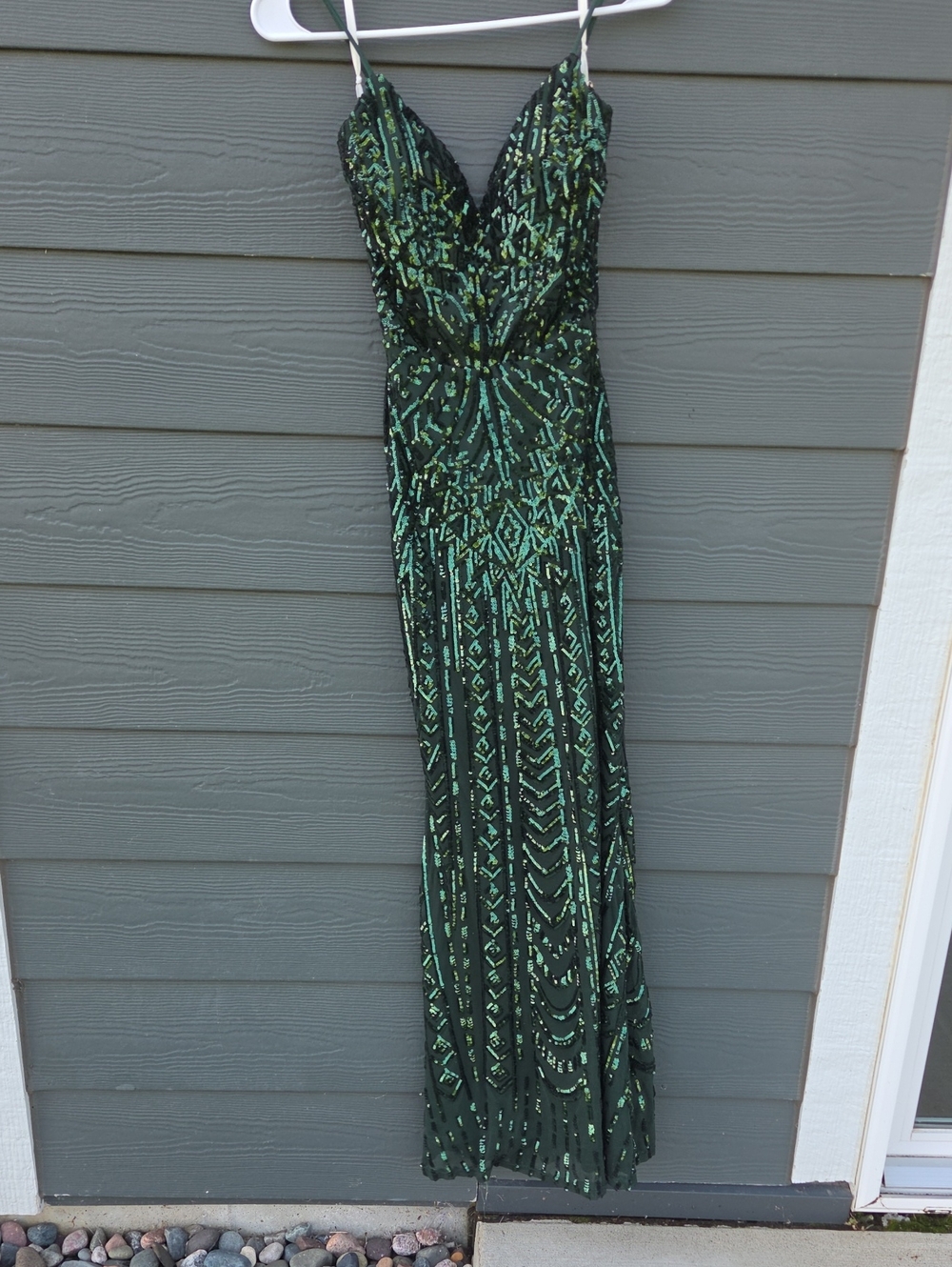 Windsor Emerald Green Sequin Maxi Dress with Spaghetti Straps